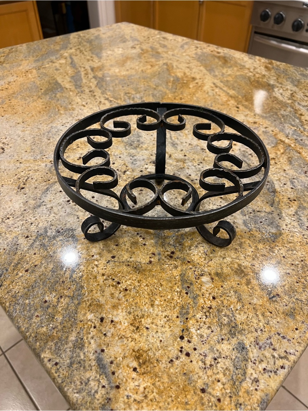 Round Scrollwork cast Iron Trivet or plant stand